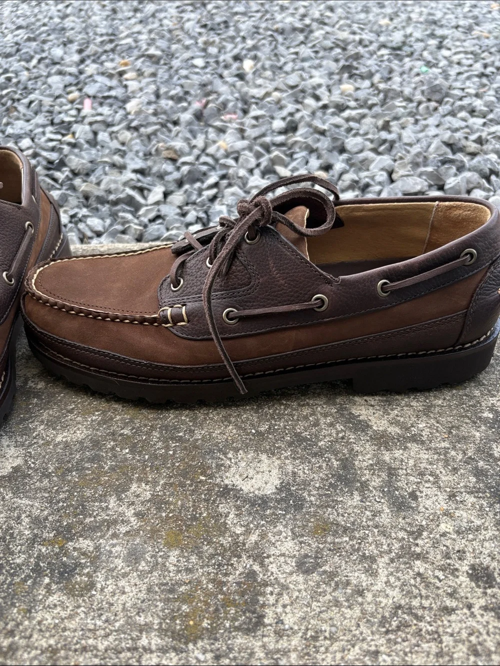 L. L. Bean Men's Brown Two-Tone Leather & Suede Boat Shoes